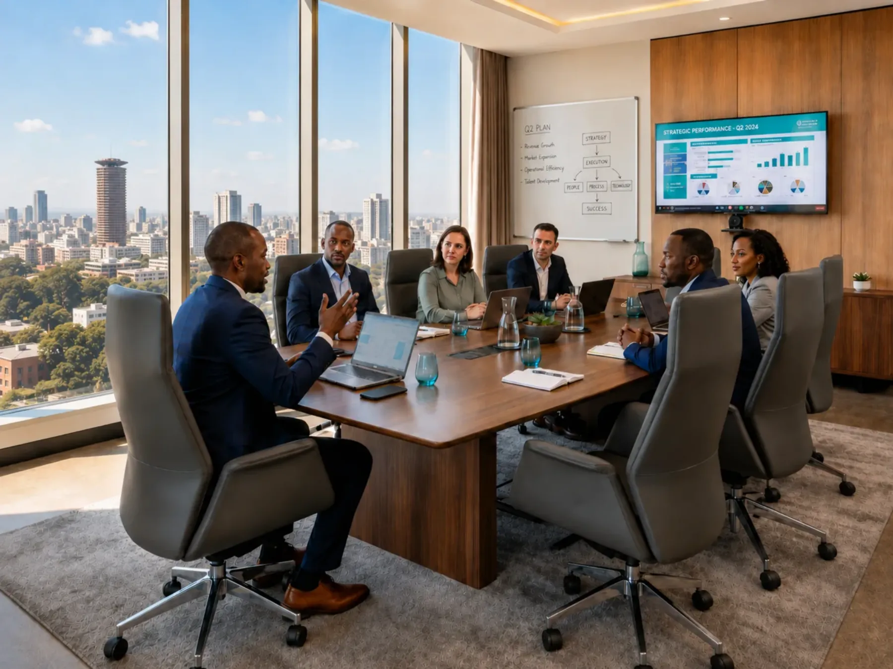 Binary One Solutions consultants in a Nairobi boardroom